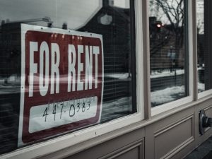 For Rent sign in a window